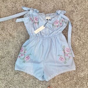 NWT MABLE Floral Embroidered Romper